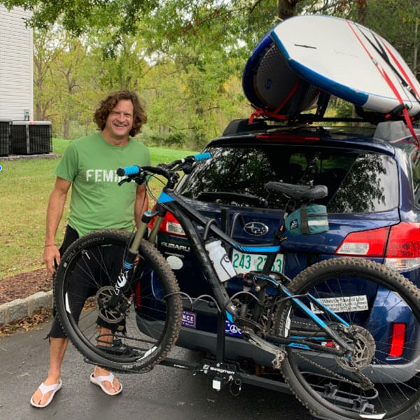 Loaded up with a bike and paddleboard for a road trip
